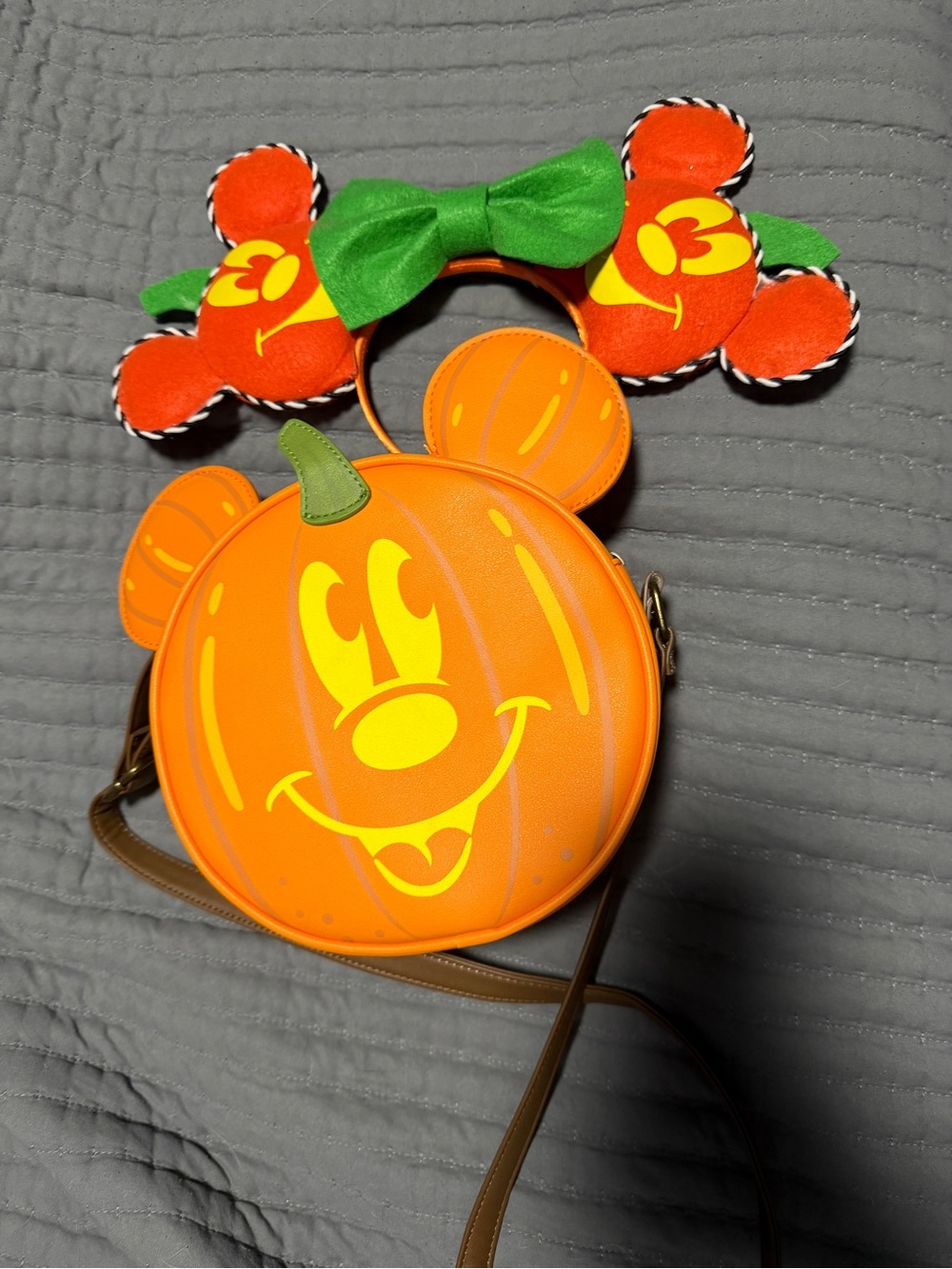 Loungefly Pumpkin Mickey Crossbody Bag with ears